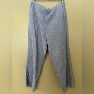 *SOLD* Habitat Linen Cotton Lagenlook Coastal Grandma Blue Pants Size Medium